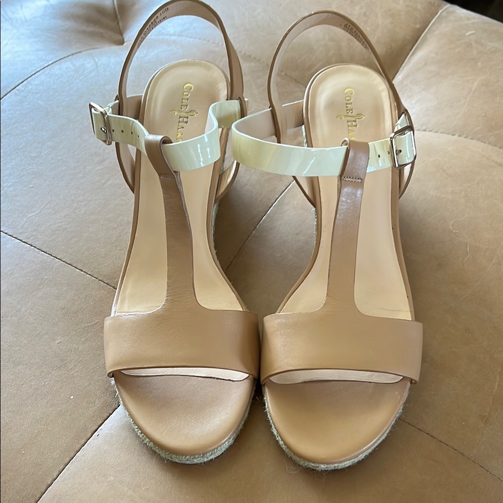 Cole Haan Women's Tan and cream Elizabeth espadrelle wedge - 10